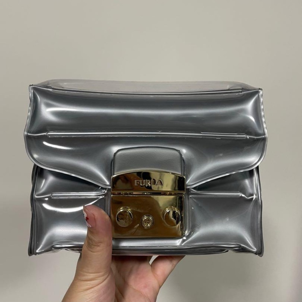 Furla metallic silver shoulder bag